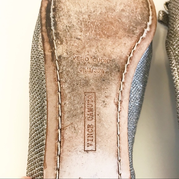 Vince Camuto Timba Bow Metallic Silver Flats 6.5 - Picture 3 of 11